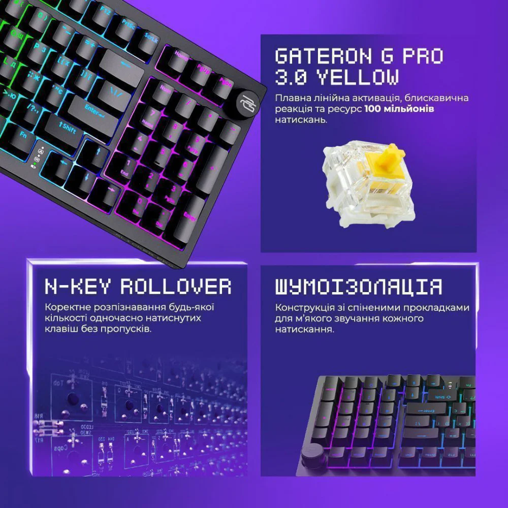 Бездротова клавіатура Proove Gaming Slicker Pro (Ukraine Layout) - Зображення 16