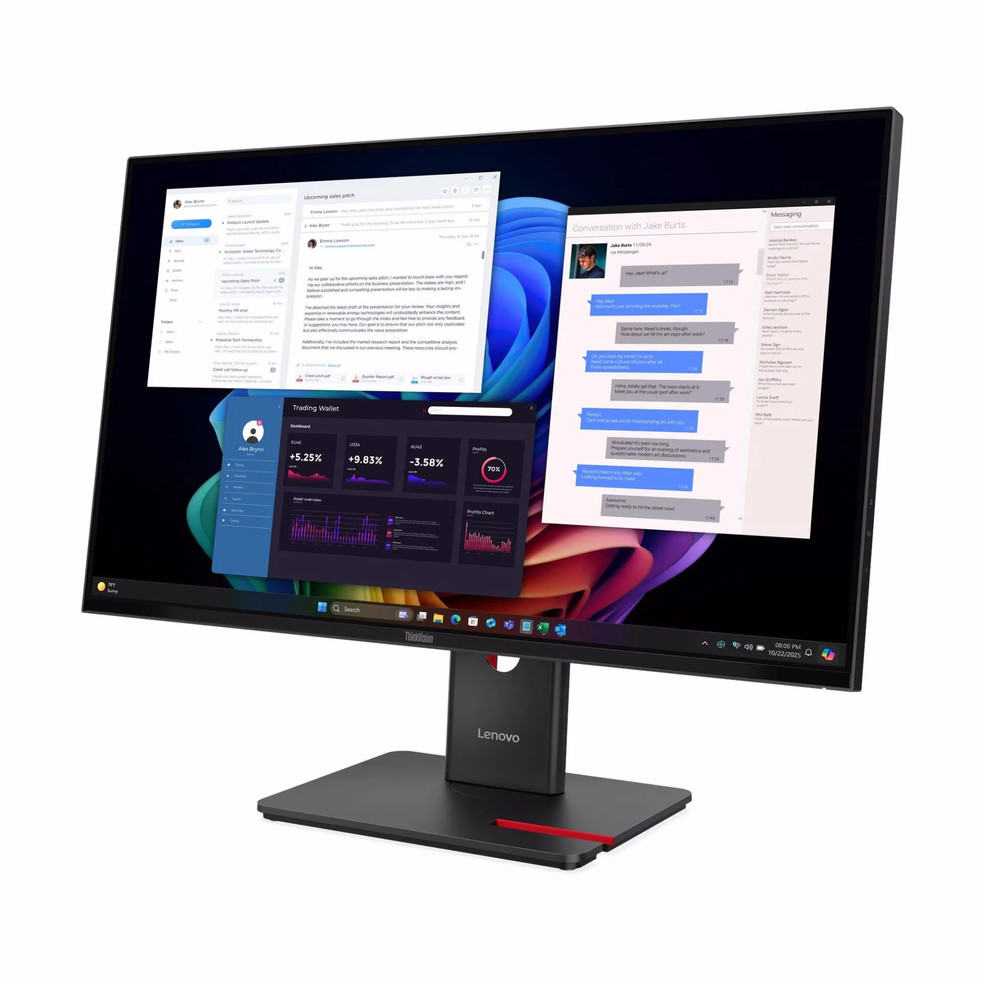 Монітор Lenovo 27" ThinkVision T27ud-40 (64AFGAT2UA) IPS Black - Зображення 6