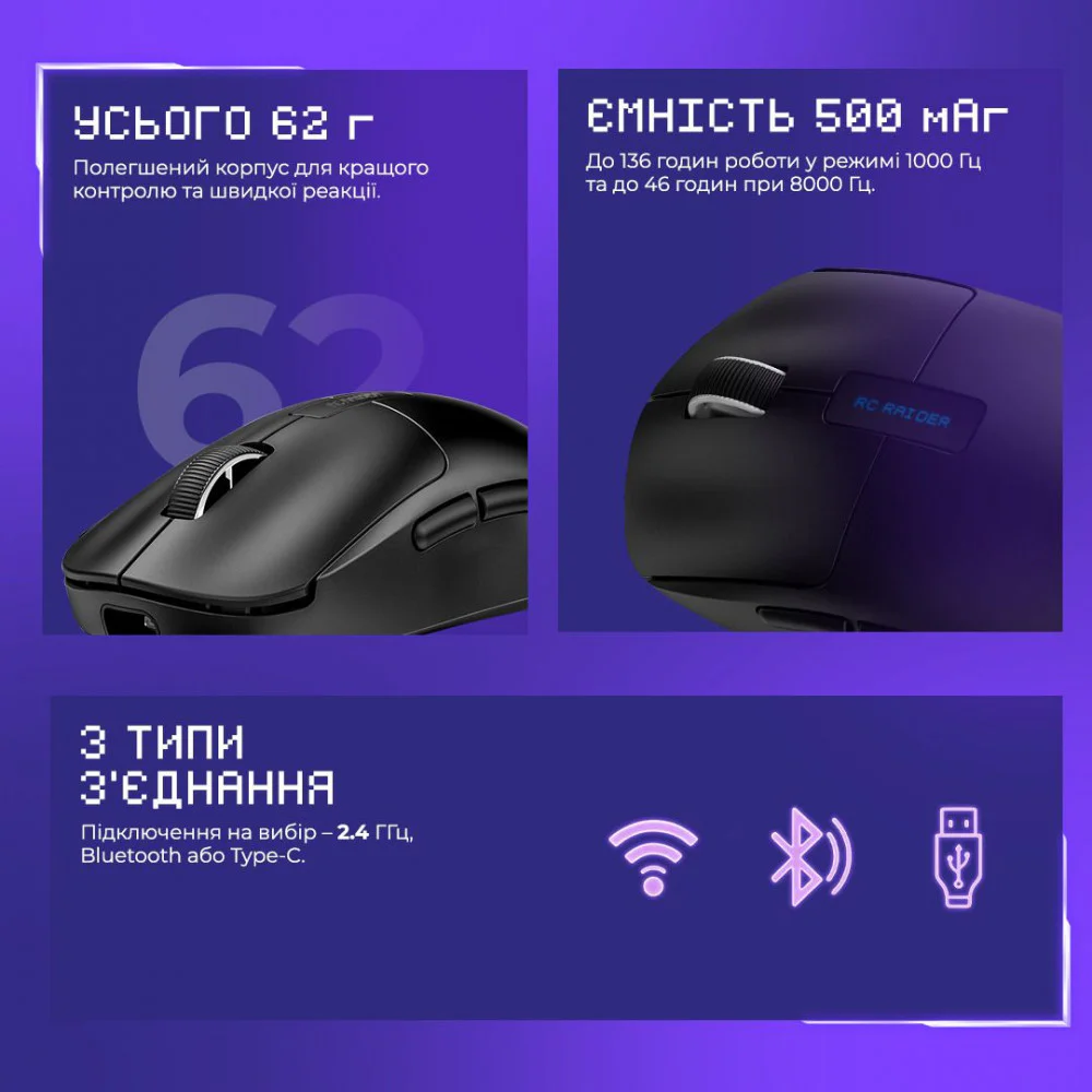 Бездротова ігрова миша Proove Gaming RC Raider 8K - Зображення 14