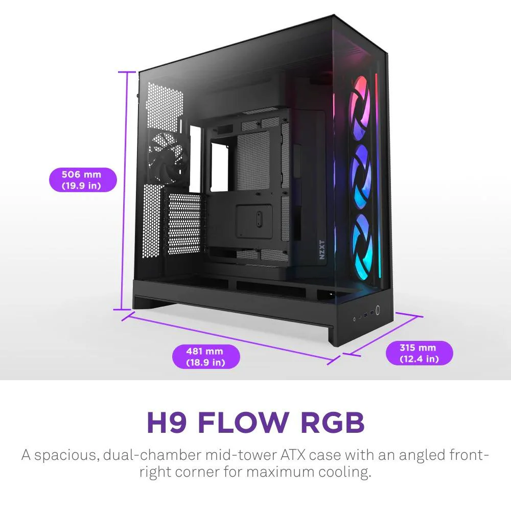 Корпус NZXT H9 Flow RGB Black (CM-H92FB-R1) - Зображення 2