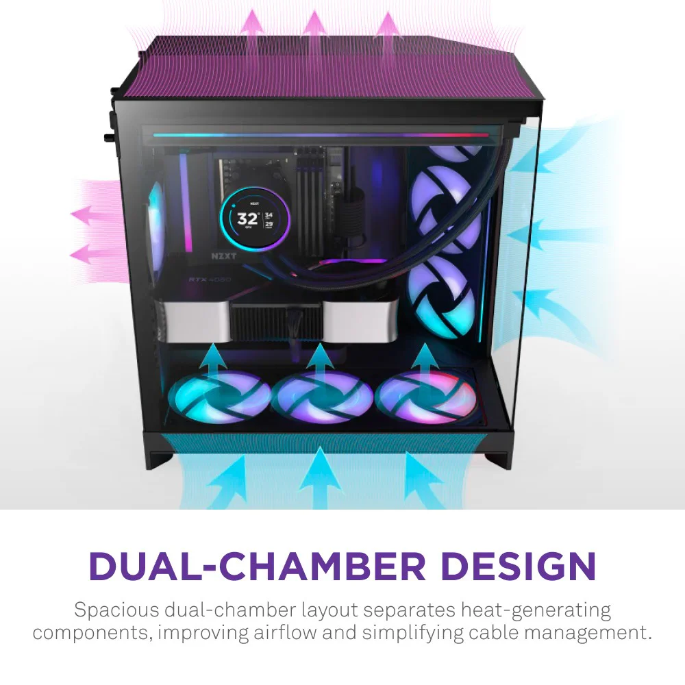 Корпус NZXT H9 Flow RGB Black (CM-H92FB-R1) - Зображення 6