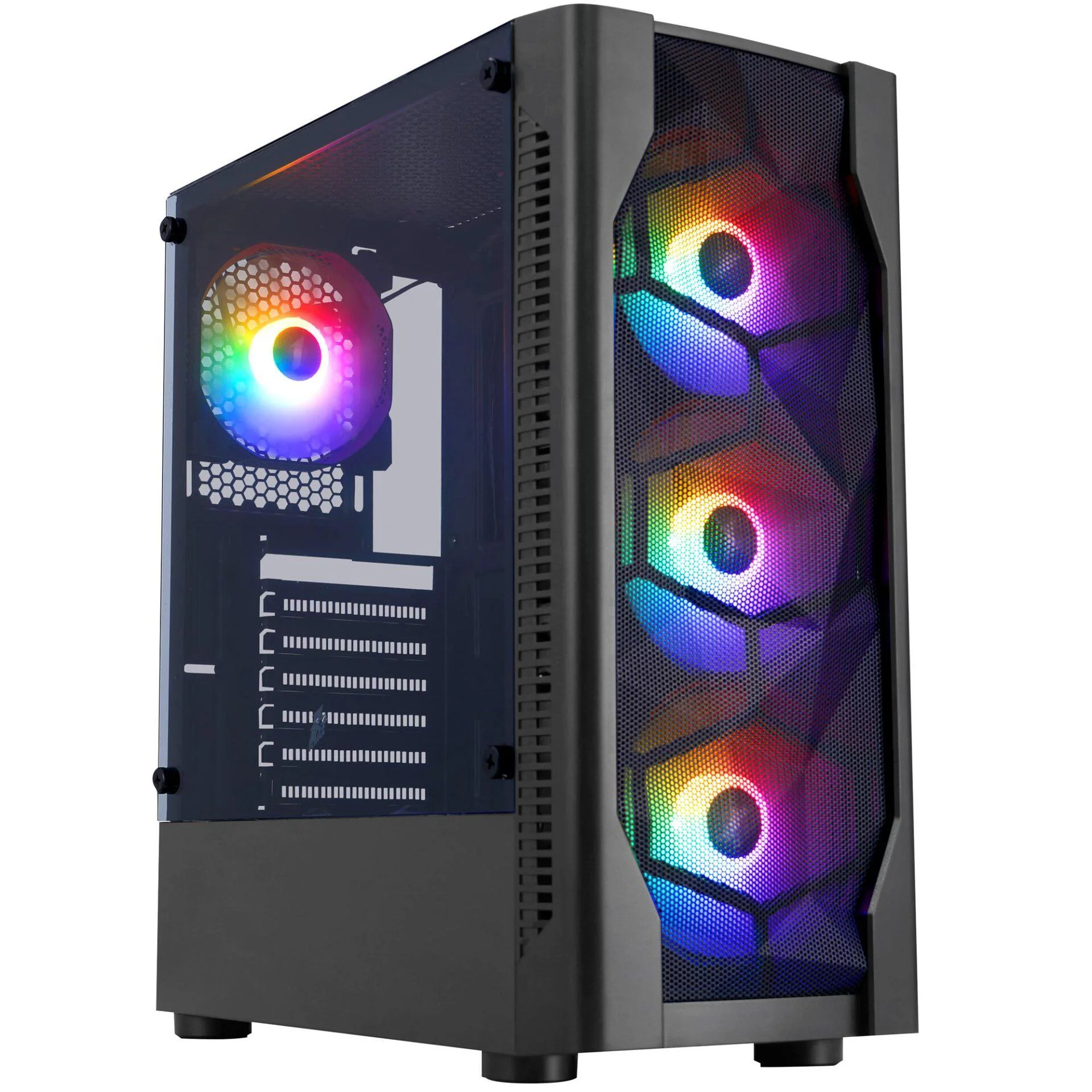 Корпус 1stPlayer D4-BK-4F1 Black без БП