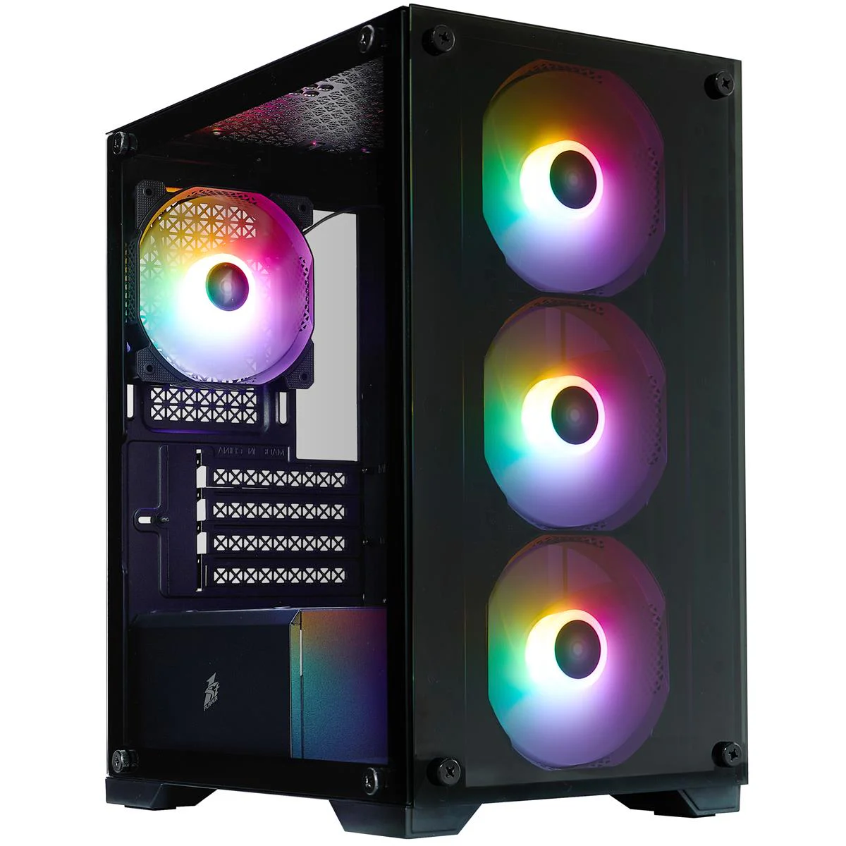 Корпус 1stPlayer X2-M-BK-4F7 Black без БП